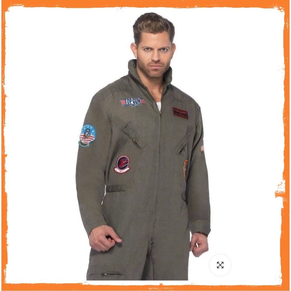 Top Gun Flight Suit Costume Maverick Leg Ave Size XL Army Green loose fitting